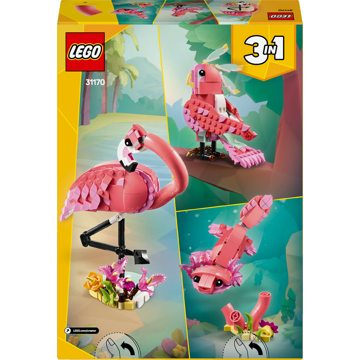 Lego ® Creator 3en1 Animaux sauvages : ensemble flamant rose - 31170