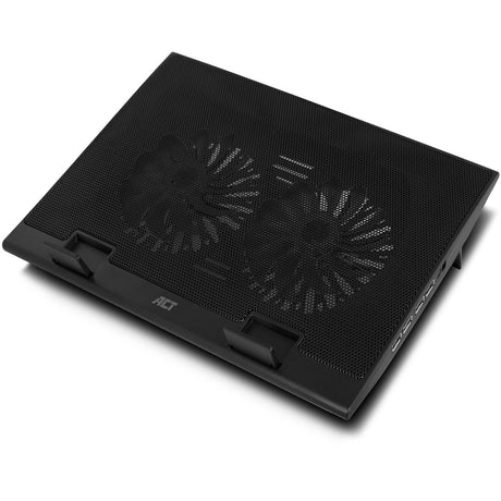 Support pour ordinateur portable Act Connectivity, avec ventilateur, réglable en hauteur sur 2 positions (noir, hub USB 2.0 à 4 ports)