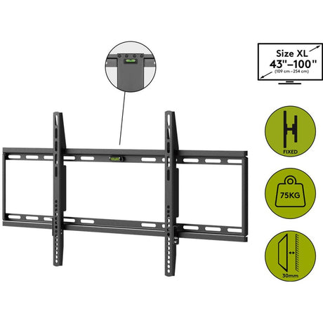 Goobay Support TV mural fixe 43 - 100 pouces (109 - 254 cm), max. Support mural 70 kg (noir)