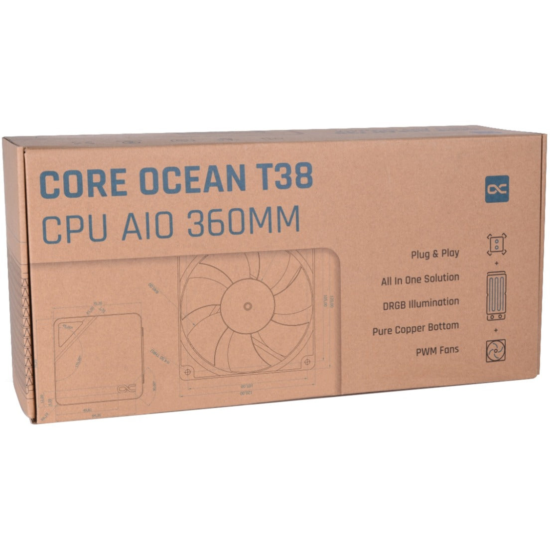 Alphacool core ocean t38 360 waterkoeling (zwart)