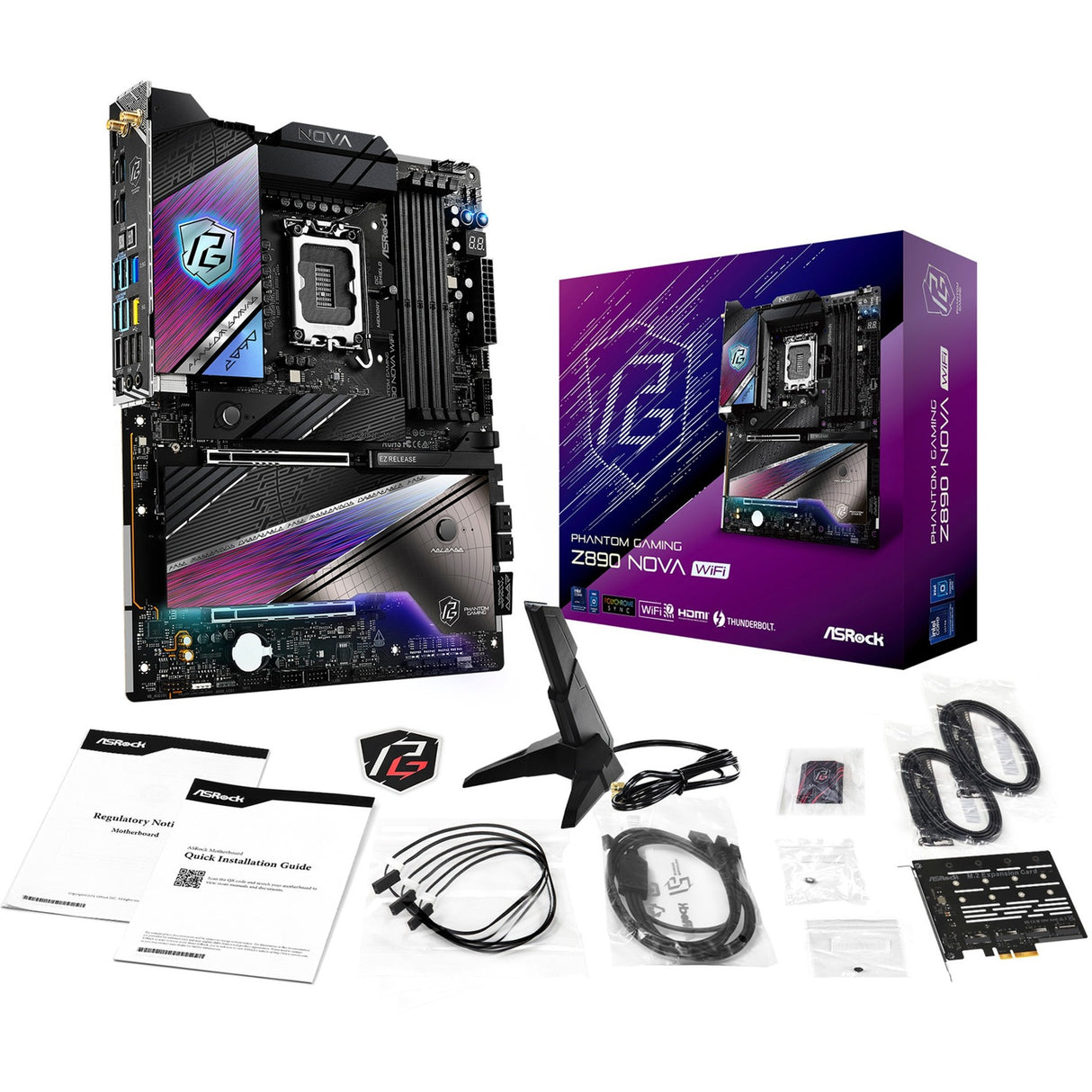 Carte mère Asrock Z890 Nova WiFi Socket 1851 (noir, RAID, 5 Go-LAN, 2,5 Go-LAN, WiFi 7, BT, Son, ATX)