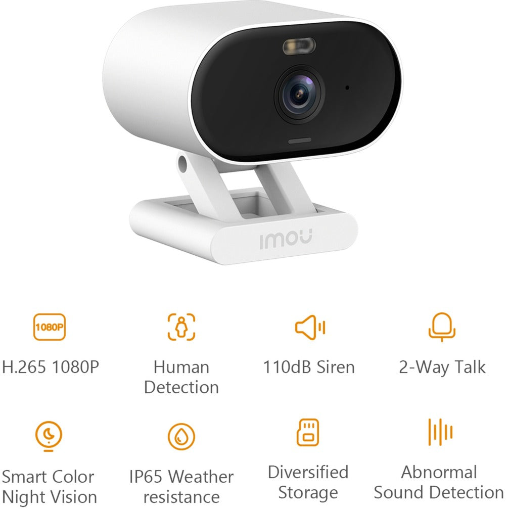 Caméra de sécurité Imou versa (vison nocturne couleur intelligent | ip65 résistant aux intempéries | sirène 110db)