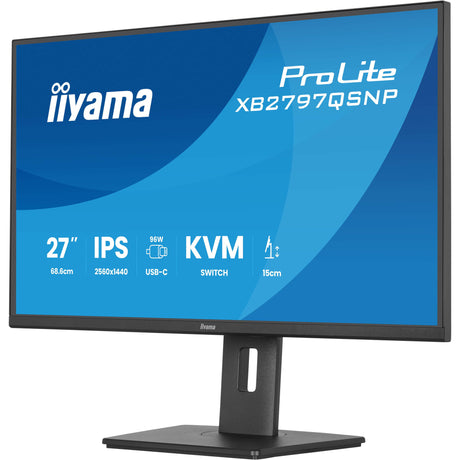 Moniteur Iiyama prolite xb2797qsnp-b1 27 (noir, HDMI, port d'affichage, 2x USB-A, 2x USB-C, RJ-45)