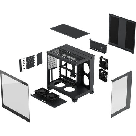 Boîtier tour midi Fractal design pop 2 vision (noir | 1x USB-A | 1x USB-C | verre trempé)
