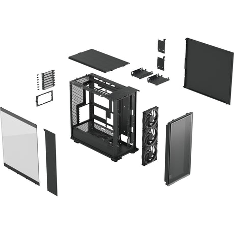 Fractal design époque xl tg rgb boîtier tour midi (noir | 2x usb-a | 1x usb-c | rgb | verre trempé)