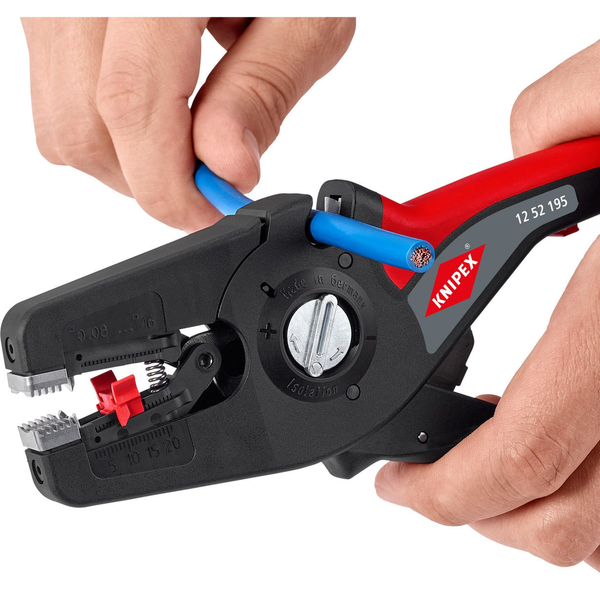 Pince à dénuder automatique Knipex | longueur 195 mm | 0,08-16 (AWG 28-5) mm² | 1 pièce - 12 52 195 - 12 52 195