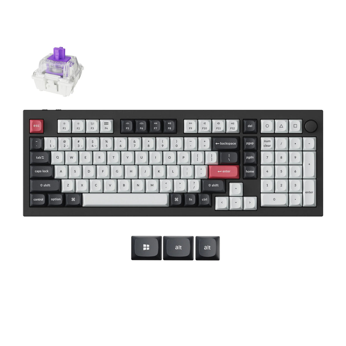 Clavier personnalisé sans fil Keychron q5 he qmk (noir, disposition américaine (qwerty), nébuleuse magnétique à double rail gateron, 96 %, LED RVB, pbt double-shot osa, échange à chaud, bouton, 2,4 GHz | Bluetooth 5.1 | USB-C)