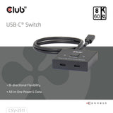 Club 3D USB-C bidirectionnel vidéo + données + commutateur PD commutateur USB (noir)