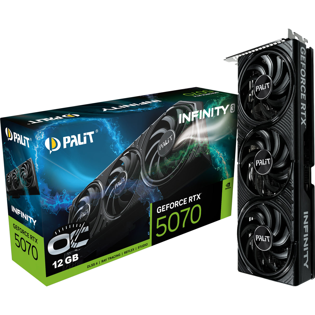 Carte graphique Palit GeForce RTX 5070 Infinity 3 OC (DLSS 4, 3x Display Port, 1x HDMI 2.1)