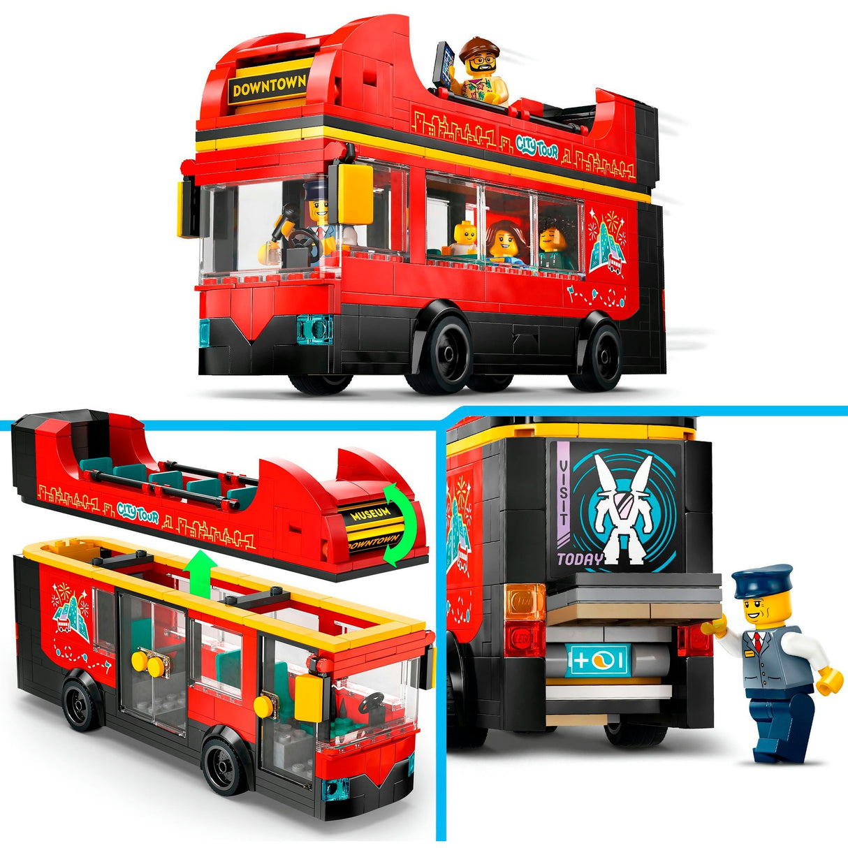LEGO CITY 60407 TOURIST ROUGE DOUBLE COQUE