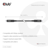Câble USB-C complet Club 3D, 15 m (noir, 8k60hz 10gbps 60w)