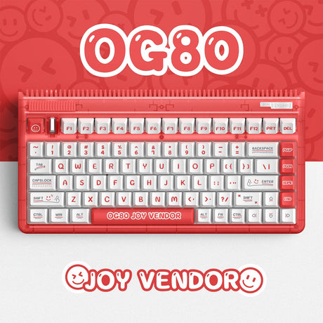 Clavier mécanique sans fil Iqunix og80 joy seller (rouge, disposition américaine (qwerty), pierre de lune iquunix, 80 % (tkl), LED RVB, remplaçable à chaud, pbt, 2,4 GHz | Bluetooth 5.1 | USB-C)
