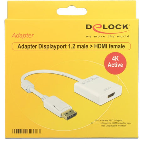 Delock displayport > adaptateur hdmi (blanc, 0,2 mètre, 4k)