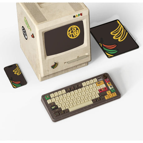 Clavier mécanique sans fil Iqunix zx75 happy ape (marron, disposition américaine (qwerty), ttc Holy Panda, 75 %, LED RVB, remplaçable à chaud, pbt double prise, 2,4 GHz | Bluetooth 5.1 | USB-C)