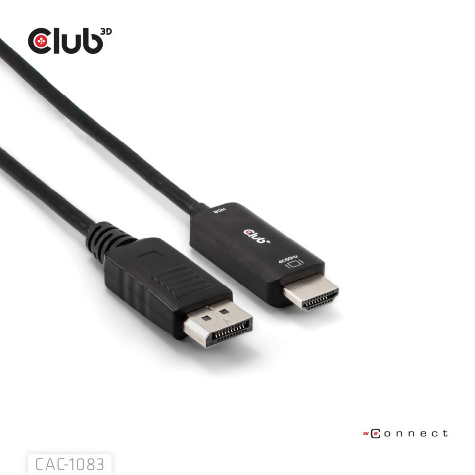 Câble adaptateur Club 3D DisplayPort 1.4 vers HDMI 4K60 Hz (noir, HDR M M 2 m)