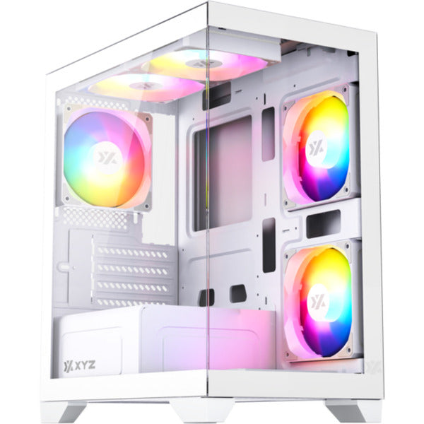 Boîtier tour midi Xyz pc gear Titanium View Lite (blanc | 2x USB-A | verre trempé)
