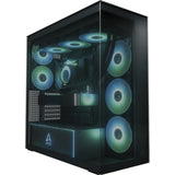 Boîtier tour midi Arctic xtender (noir (mat) | 2x USB-A | 1x USB-C | RVB | verre trempé)