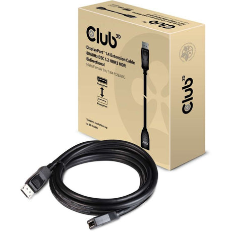 Câble bidirectionnel Club 3D DisplayPort 1.4 DSC 1.2 HBR3 HDR (noir, 3 mètres, 8K 60Hz)