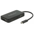 Delock Adaptateur USB-C > VGA HDMI DVI Display Port (noir, 0,15 mètre)
