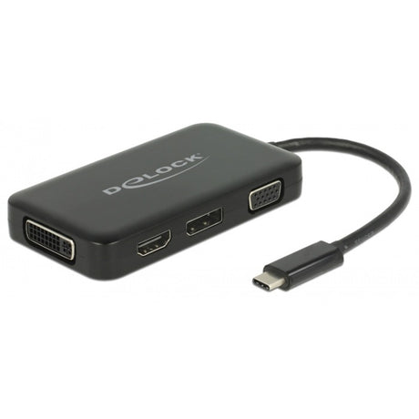 Delock Adaptateur USB-C > VGA HDMI DVI Display Port (noir, 0,15 mètre)