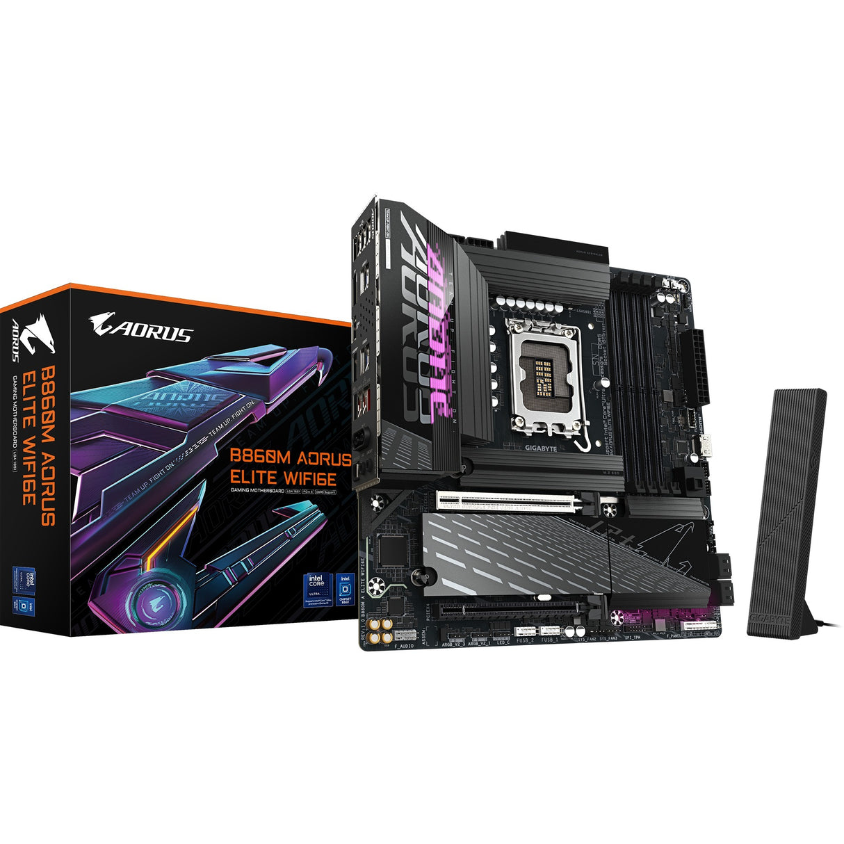 Carte mère Gigabyte B860M AORUS Elite WiFi 6E Socket 1851 (noir, RAID, 2,5 Go LAN, WiFi 6E, BT, Sound, µATX)