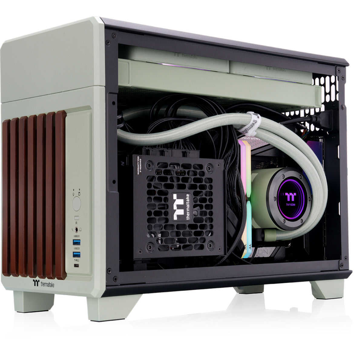 Thermaltake tr100 ws matcha green mini tower behuizing (lichtgroen | 2x usb-a | 1x usb-c)