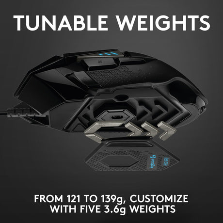 Souris de jeu haute performance Logitech g502 hero (noir, 100 - 25 600 dpi, LED RVB)