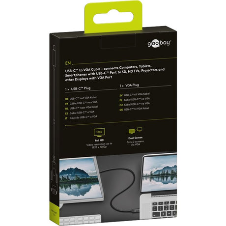 Câble adaptateur Goobay USB-C vers VGA (noir, 1,8 mètres)