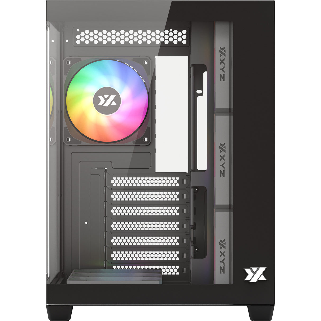 Boîtier tour midi Xyz pc gear tesseract x (noir | 2x USB-A | 1x USB-C | verre trempé)