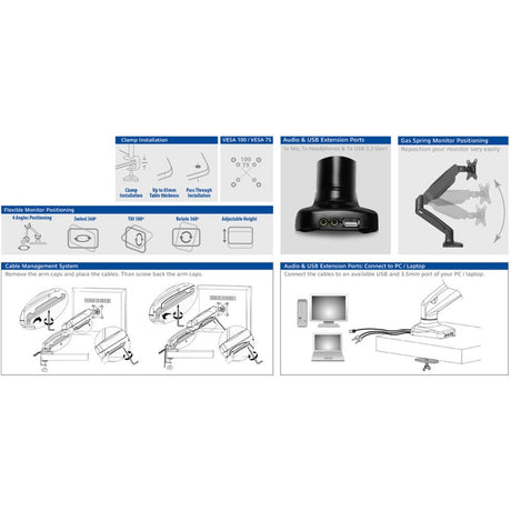 Bras de moniteur act noir ac8311