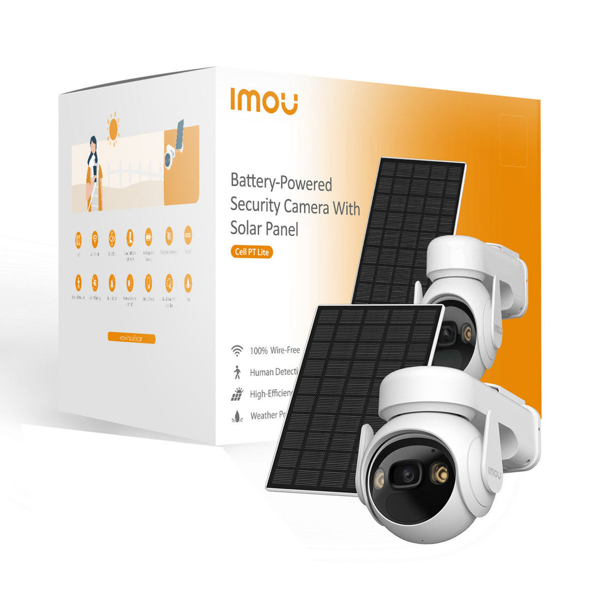 Imou cell pt lite avec caméra de sécurité à panneau solaire (blanc, 2k, 3mp, batterie 5000 mah)