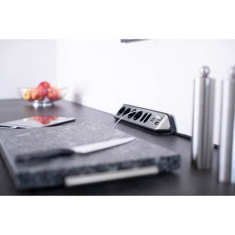 Brennerstuhl ®estilo barrette de connexion d'angle avec fonction de chargement USB 6 prises 4x prise de protection 2x euro argent noir