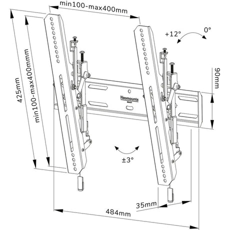 Neomounts select wl35s-850bl14 support mural tv (noir)