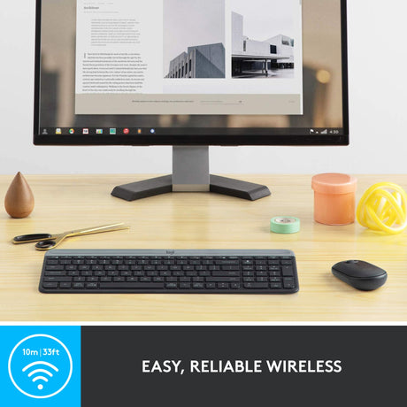 Logitech mk470 slim ensemble de bureau sans fil (noir, disposition américaine-internationale (qwerty), commutateurs à ciseaux, 100 %, 1000 dpi)