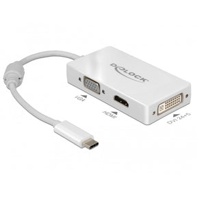 Delock Adaptateur USB-C > VGA HDMI DVI (blanc, 0,13 mètres)