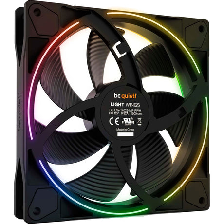 Soyez silencieux! ventilateurs de boîtier Light Wings PWM RVB (noir, 3 pièces, 140 x 140 x 25 mm)