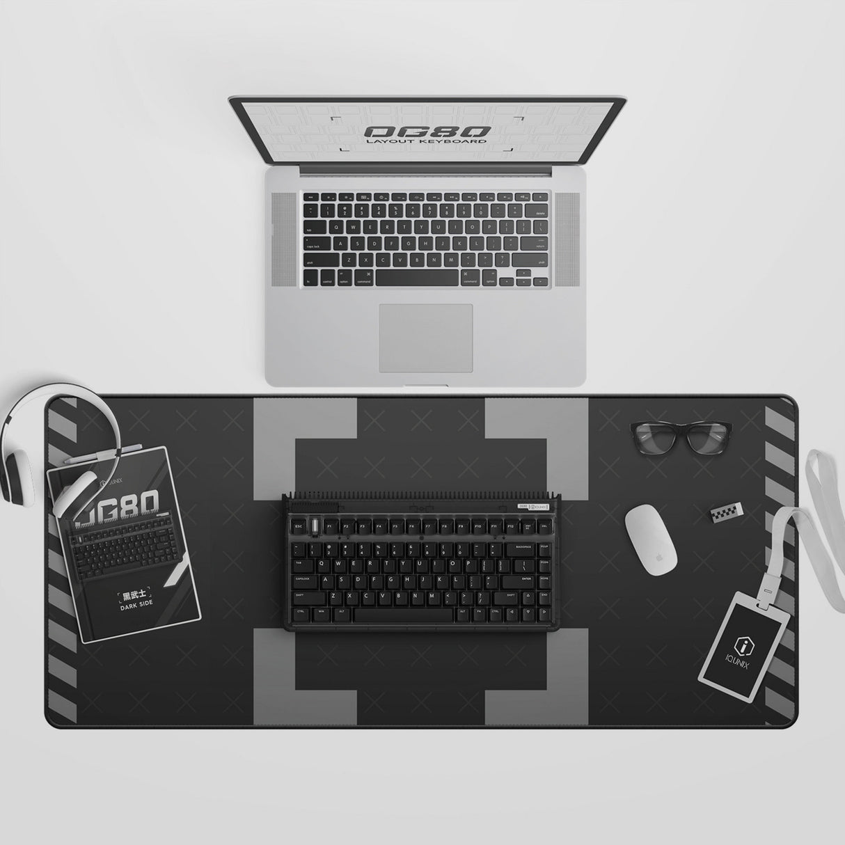 Clavier mécanique sans fil côté obscur Iqunix og80 (noir, disposition américaine (qwerty), marron gateron, 80 % (tkl), LED RVB, échangeable à chaud, pbt, 2,4 GHz | Bluetooth 5.1 | USB-C)
