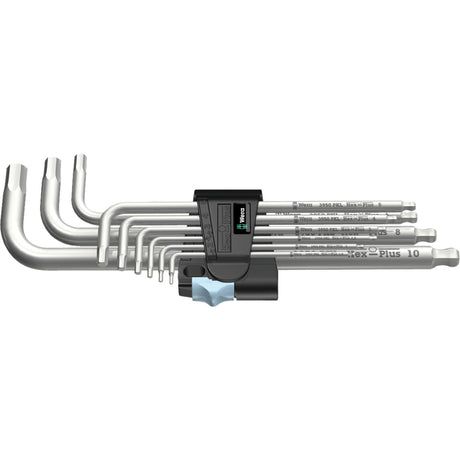 Wera jeu de clés hexagonales 3950 9 hex-plus inoxydable 1 (acier inoxydable, 9 pièces, 1,5 mm à 10 mm)