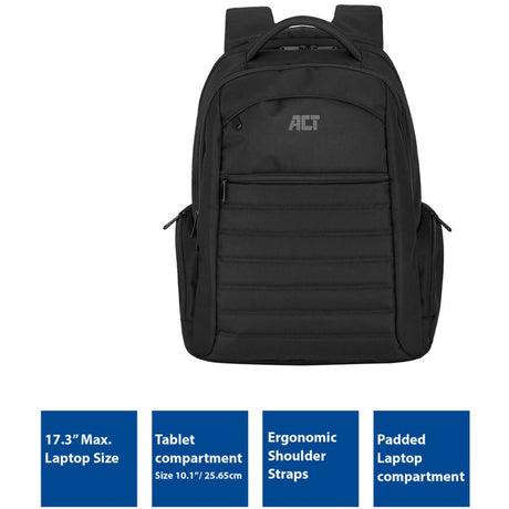 Sacoche pour ordinateur portable Act ac8535 mélange de polyester noir