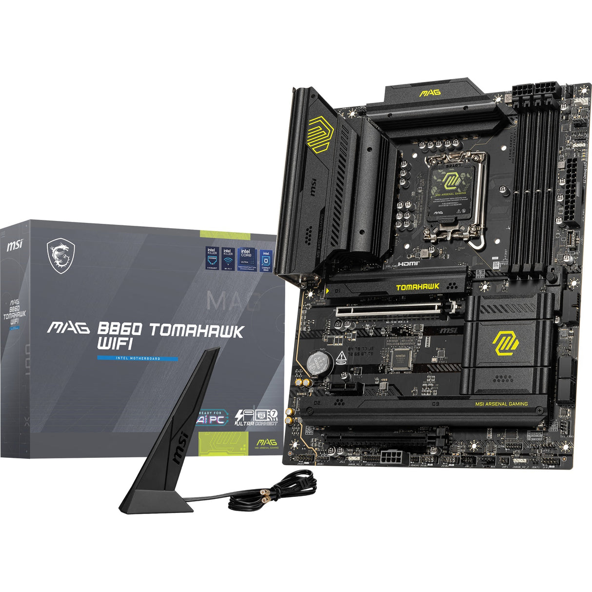 Carte mère MSI Mag B860 Tomahawk WiFi Socket 1851 (RAID, 5 Go-LAN, WiFi 7, BT, Son, ATX)