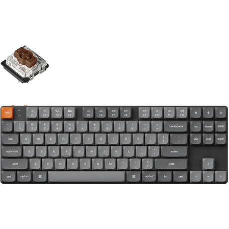 Clavier mécanique Keychron k1 max-h3 RVB (noir, disposition américaine (qwerty), gateron low profile 2.0 marron mécanique, 75 %, LED RVB, pbt double-shot, échange à chaud, 2,4 GHz | Bluetooth 5.1 | USB-C)