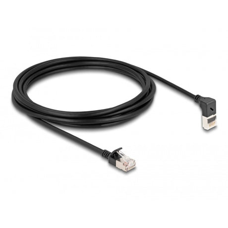 Delock câble réseau rj45 cat.6a s ftp slim 90° coudé vers le haut câble droit de 3 m (noir)