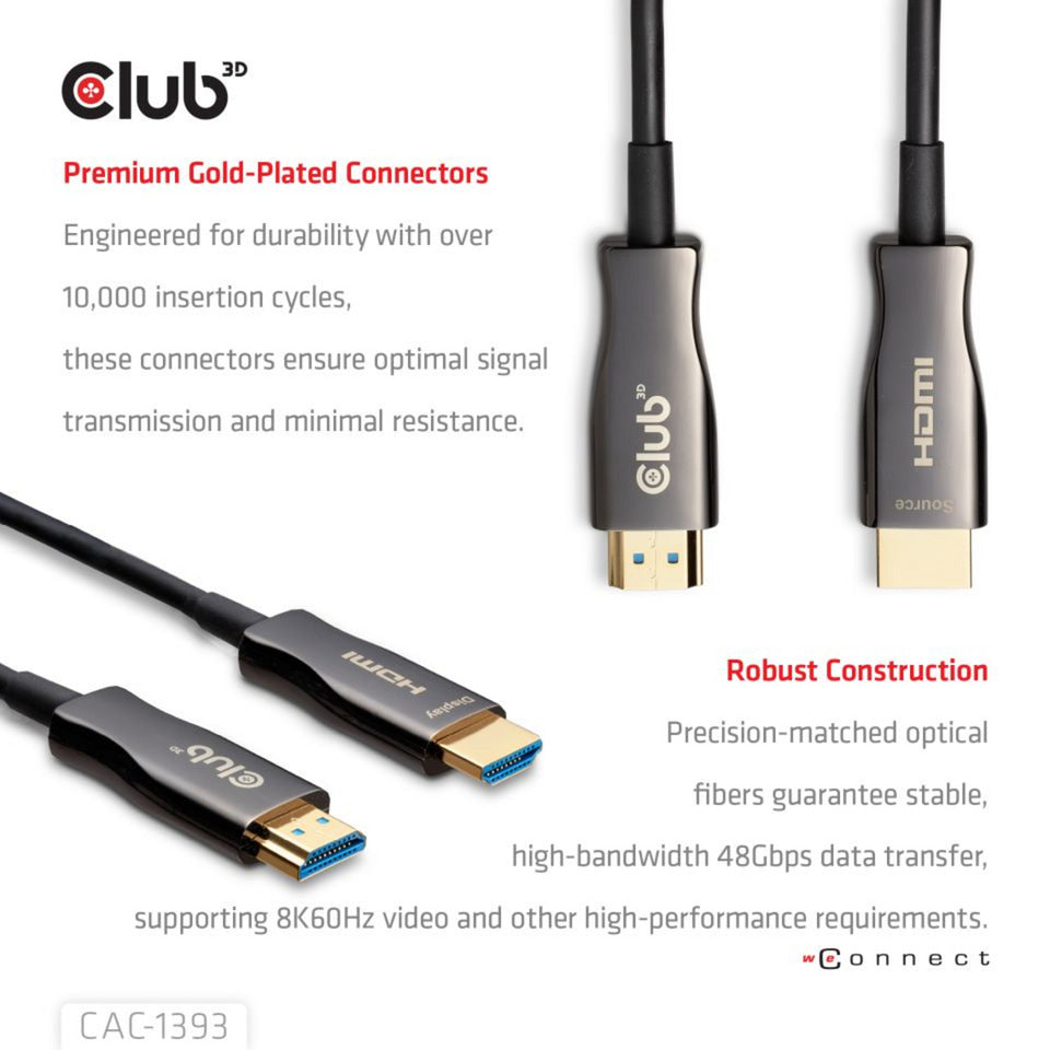 Câble AOC hybride HDMI Club 3D 8K60Hz 4K120Hz 50m (noir)