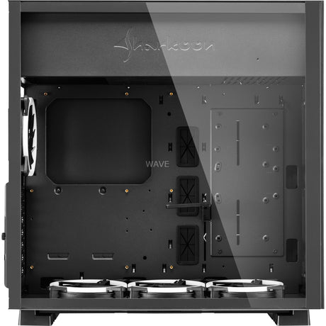 Boîtier tour midi RVB Sharkoon en acier pur (noir | 2x USB-A | RVB | fenêtre)