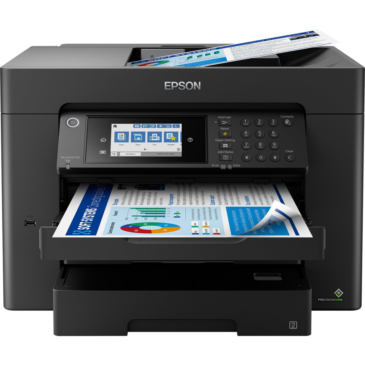 Epson Workforce wf-7840dtwf imprimante jet d'encre tout-en-un avec fonction fax (numérisation, copie, fax, LAN, Wi-Fi)