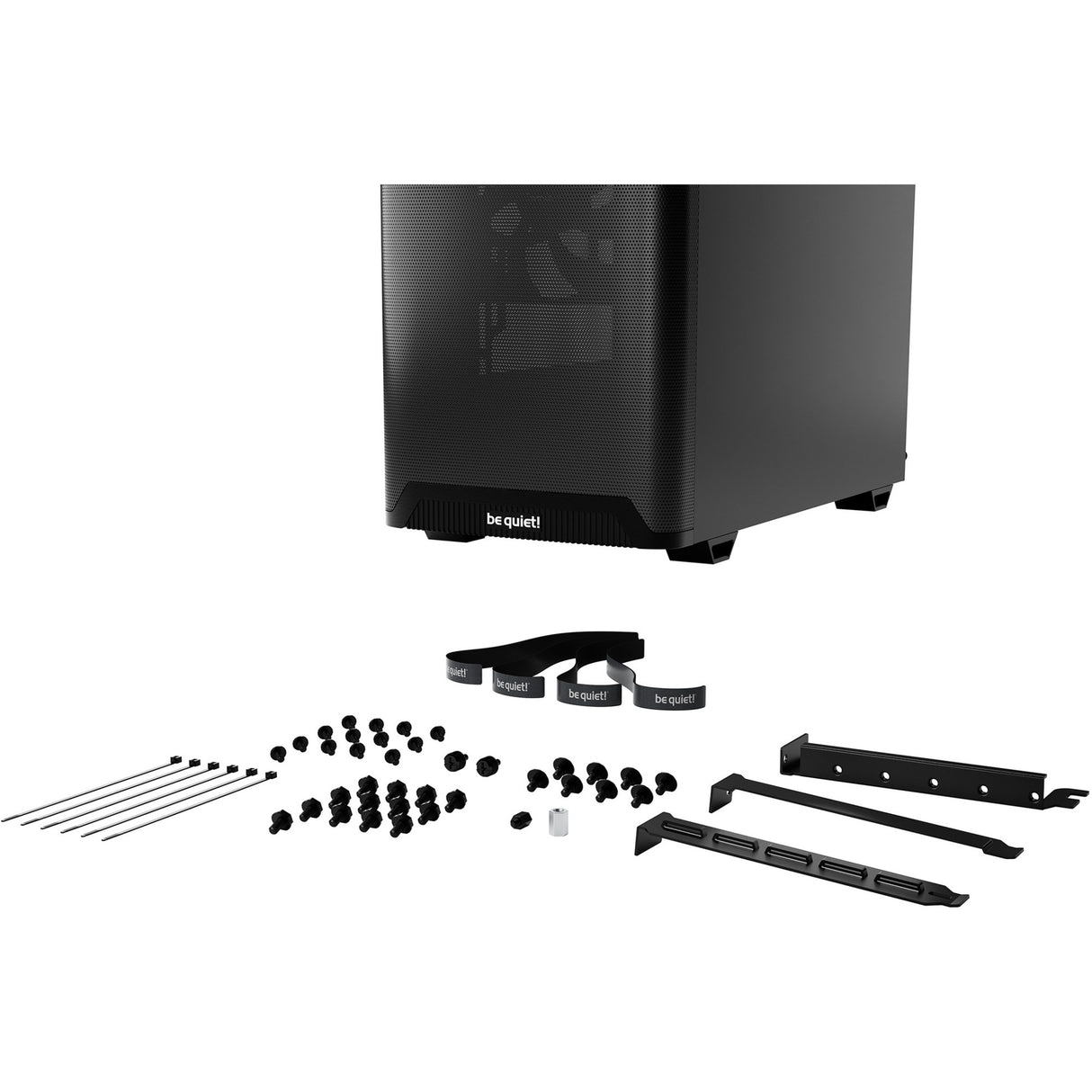Soyez silencieux! boîtier tour midi à fenêtre de flux d'air pure base 501 (noir | 2x USB-A | 1x USB-C | verre trempé)