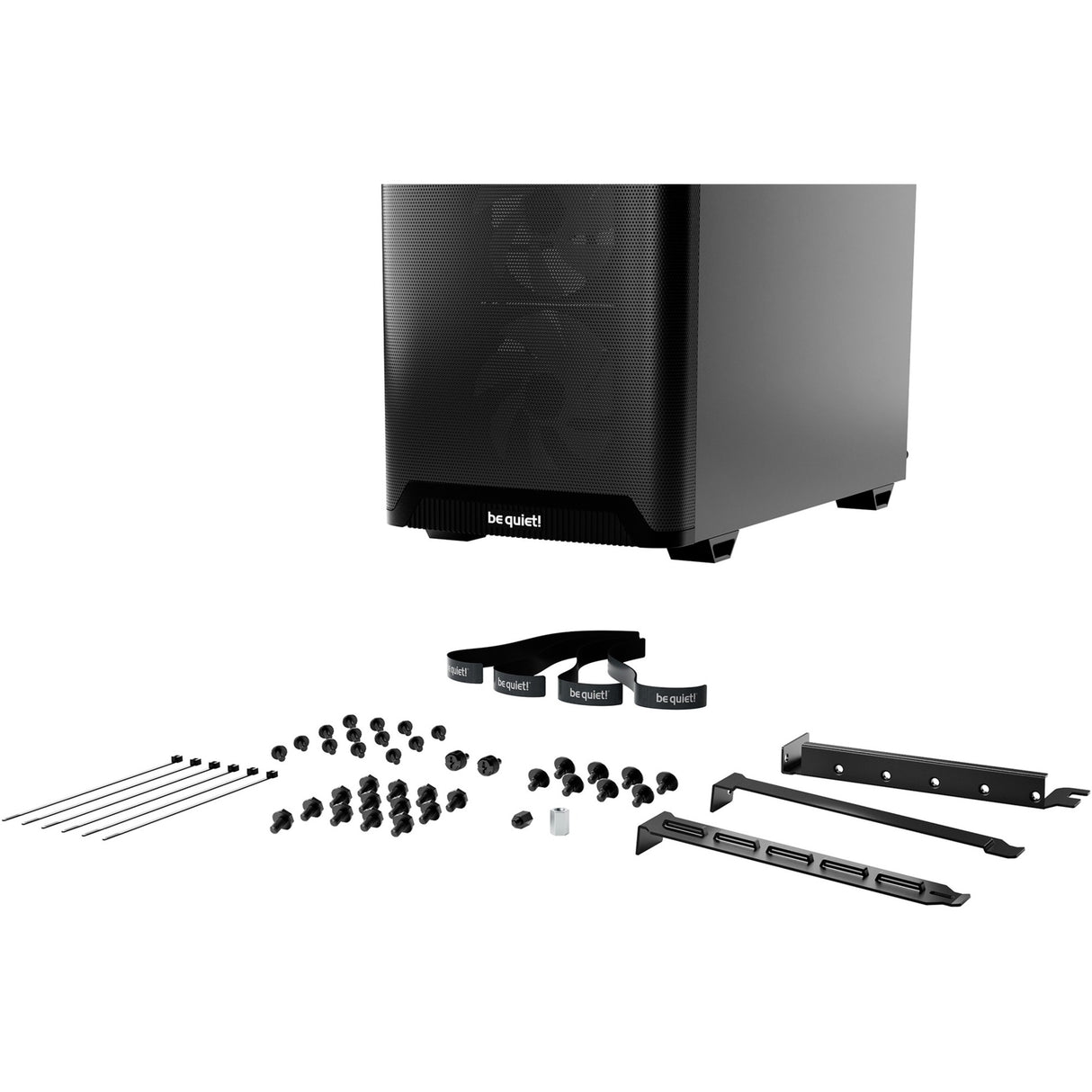 Soyez silencieux! boîtier tour midi pure base 501 lx (noir | 2x USB-A | 1x USB-C | RGB | verre trempé)
