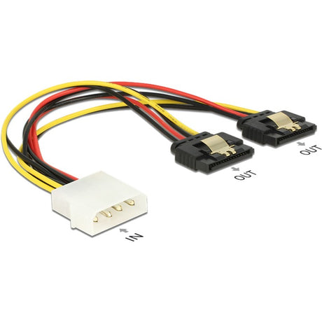 Delock power molex 4 broches mâle > 2 x câble répartiteur SATA 15 broches (noir rouge, 0,2 mètre)