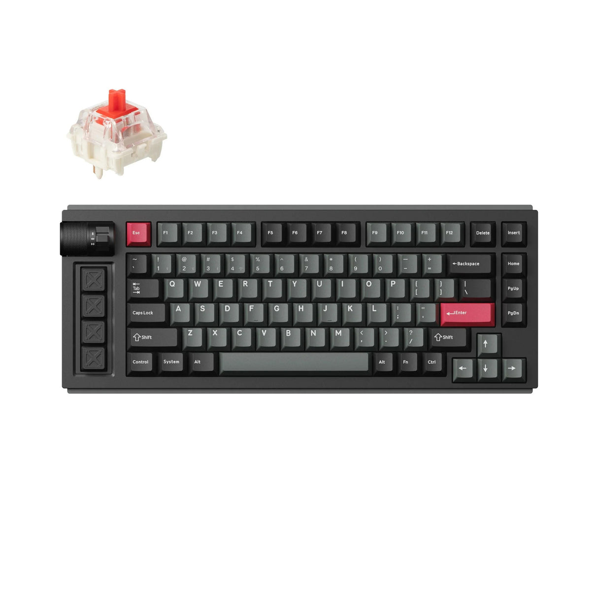 Clavier mécanique Lemokey l1-m1 rgb (noir, disposition américaine (qwerty), rouge gateron jupiter, 75%, leds rgb, pbt double-shot, hot swap, 2.4 | bluetooth | usb-c, bouton)