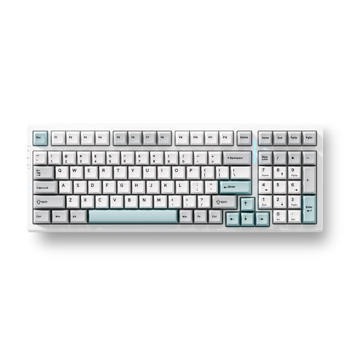 Mchose g98 pro gris bleu flamme orange sans fil tri-mode mécanique personnalisé, clavier de jeu (gris bleu, disposition américaine, orange flamme TTC, 98 %, RVB, échange à chaud, PBT double prise, Bluetooth USB-C sans fil)
